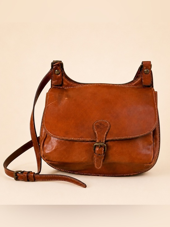 Patricia Nash Handbags - Patricia Nash London Saddle Bag Leather Crossbody Tan Tooled Vintage Style